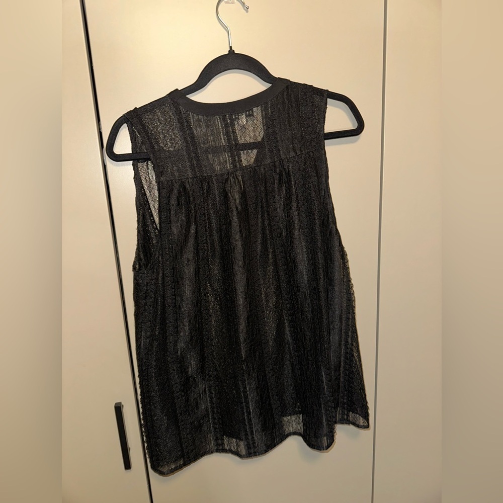SANDRO Lace Black Sheer Sleeveless Top Size 2 - Picture 5 of 7